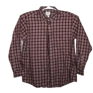 LL Bean Mens Large Traditional Fit Plaid Maroon Button Down Long Sleeve Shirt